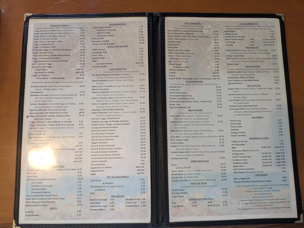 Bayview Diner Menu image 1