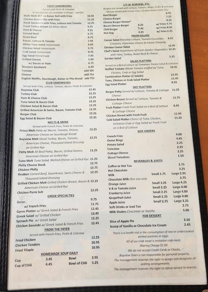 Bayview Diner Menu image 3